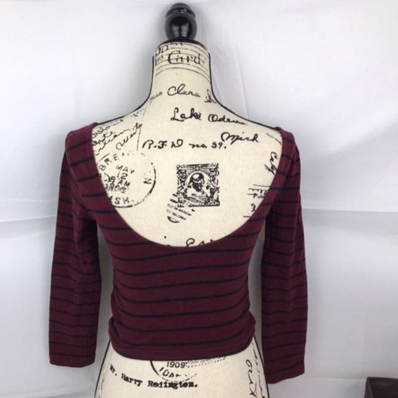 Forever 21 burgandy stripped crop top - Picture 2 of 6